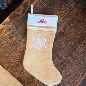 Personalized Tan Snowflake Holiday Stocking